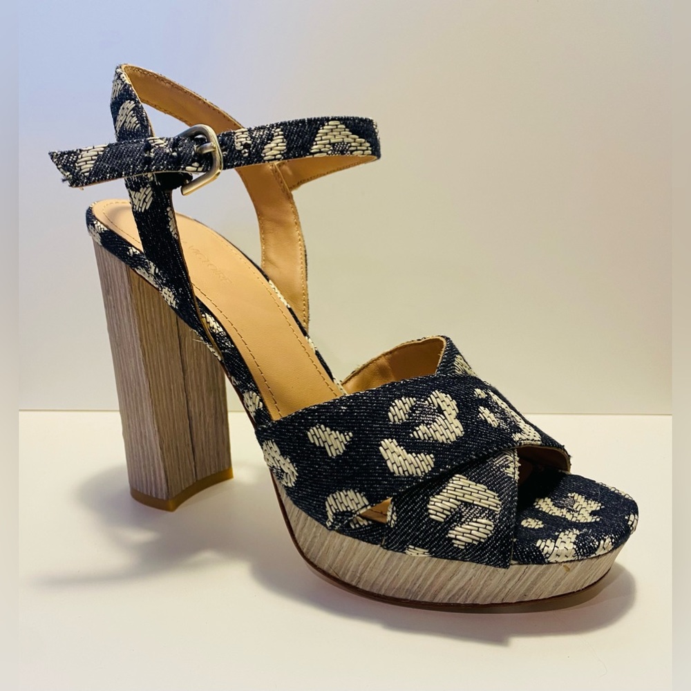 NWOT POUR LA VICTOIRE,Yasmin, 8 Wm,Denim leopard print